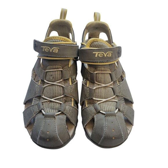 TEVA Deacon Mermaid Women Gray Yellow Fisherman Sandal Shoe Size 6 Hiking Casual - Picture 2 of 8